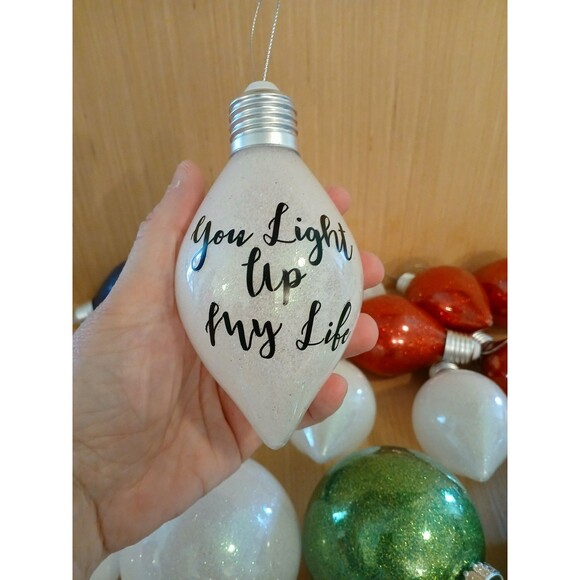 Unbranded Other - Christmas Lightbulb Shape & Round Ornaments Set of 24 Large Plastic with Glitter